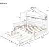 Acekool Full Size House Bed Frame with Twin Trundle, Storage Drawers & Shelves, Roof & Fence, Kids Platform Bed, White - 2 of 4