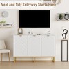 Sideboard Buffet Cabinet with Storage, Wood Accent Storage Cabinet with Herringbone Doors & Shelf, for Dining Room Living Room Entryway - 2 of 4