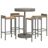 vidaXL Patio Bar Set Kitchen Bar Table Set Poly Rattan and Solid Wood Acacia - Gray 4 Items - 3 of 4