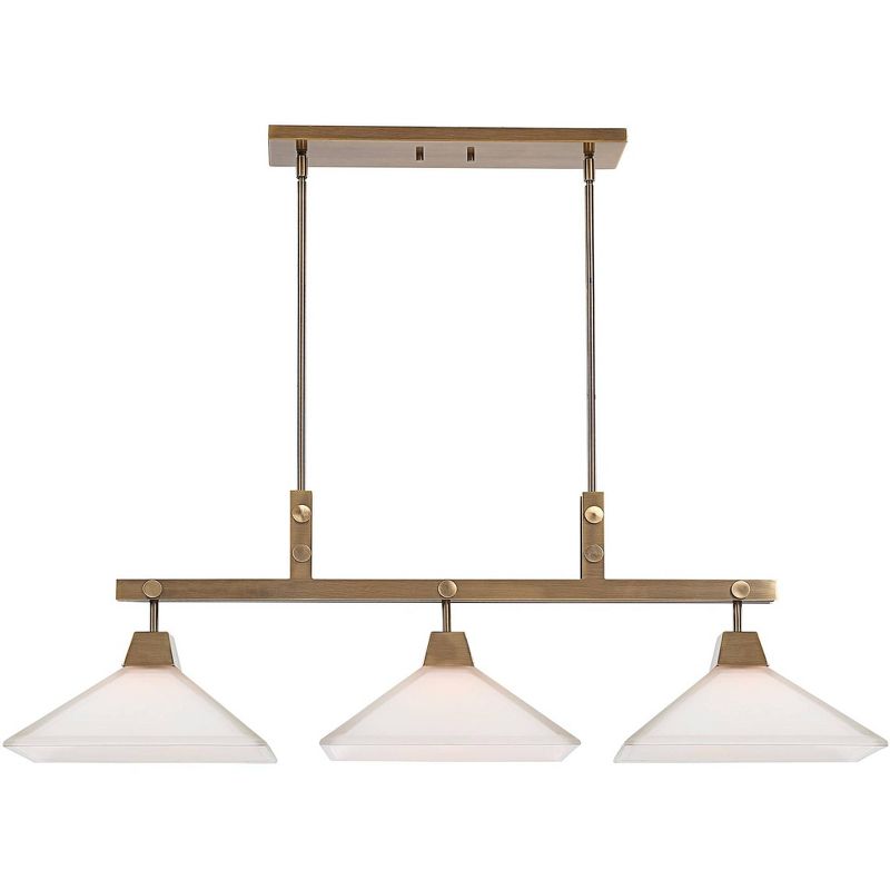 Uttermost Brass Steel Linear Pendant Chandelier 43 3/4" Wide Modern Frosted Glass 3-Light for Kitchen Island Dining Living Room, 1 of 2