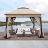 ACEPANO 130 in. W Outdoor Pop-Up Gazebo with Double-Layer Sunshade and Removable Zippered Mesh Screen-Brown - 4 of 4