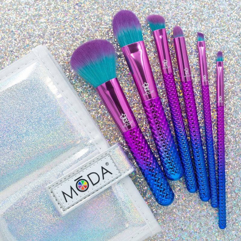 MODA Brush Prismatic Total Face 7pc Travel Sized Makeup Brush Flip Kit, Includes Powder, Foundation, and Angle Shader Makeup Brushes, 3 of 15