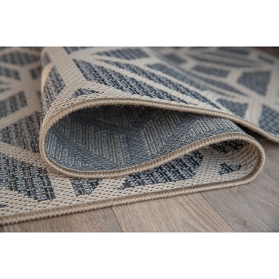Blue Geometric Flat Woven Synthetic Indoor/Outdoor Rug 7'10" x 10'