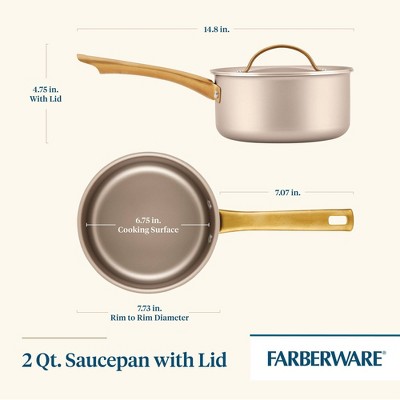 Champagne Aluminum Nonstick 2-Quart Sauce Pan with Gold Handle