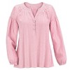 Collections Etc Seersucker Smock Trimmed V-Neck Long Sleeve Shirt - 3 of 4