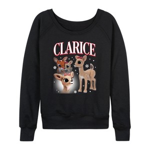 Women's - Rudolph - Clarice Bootleg Lightweight French Terry Wide Neck Long Sleeve Graphic Shirt - 1 of 4