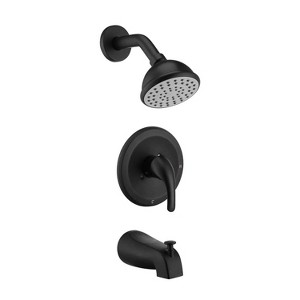 PROOX Single-Handle 1-Spray High Pressure Tub and Shower Faucet with 4 in. Shower Head in Matte Black (Valve Included) - 1 of 4