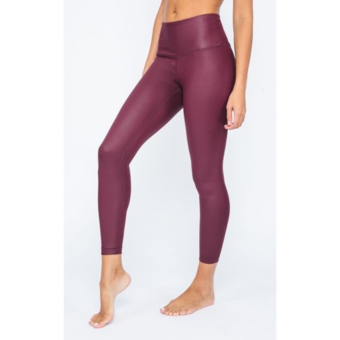 90 Degree By Reflex Interlink Faux Leather High Waist Cire Ankle Legging -  Port Royale - Large