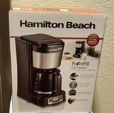 Hamilton Beach Commercial 46111 5 Cup Compact Coffee Maker w/ Programmable  Clock & Glass Carafe Black 2 Per Case Price Per Each