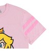 Ladies Nintendo Princess Peach Shirt - Mario, Zelda, Kirby, Princess Peach and Donkey Kong Varsity Stripe Sleeve Athletic Tee - image 4 of 4