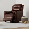 Top Grain Leather Swivel Glider Recliner with Manual Footrest, Dense Foam Cushions and Kiln-Dried Hardwood Frame, Madras Comfortable Durable Design - 2 of 4