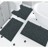 Home Mart Goods 3 Piece Set Charcoal Grey Soft Cozy Plush Chenille Bath Mat Highly Absorbent Bathroom Rug - 2 of 4