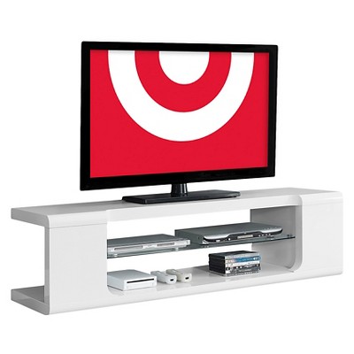 High Glossy with Tempered Glass TV Stand for TVs up to 59" White - EveryRoom