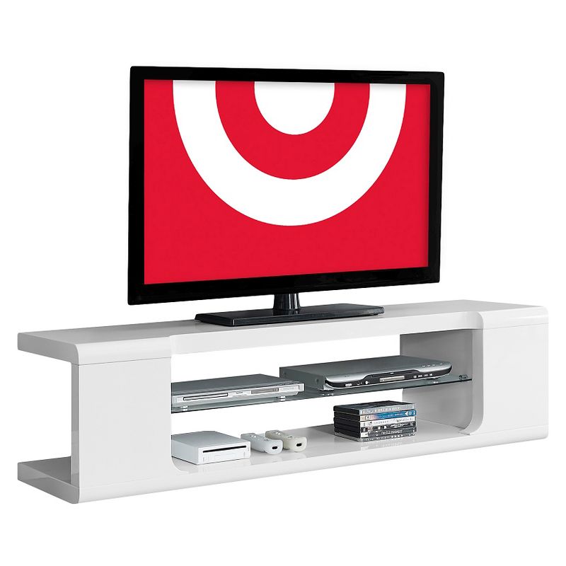 High Glossy with Tempered Glass TV Stand for TVs up to 59&#34; White - EveryRoom, 1 of 7