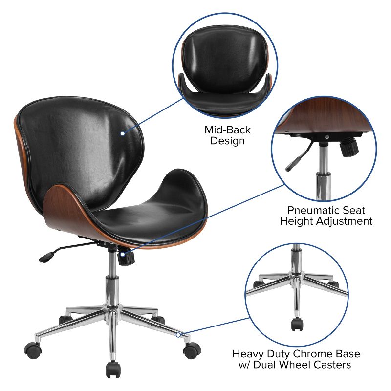 Flash Furniture Mid-Back Wood Conference Office Chair with LeatherSoft Seat, 3 of 11
