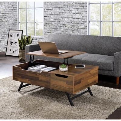 Lift-Top Coffee Table with Hidden Storage Drawer and Metal Splayed Legs for Living Room
