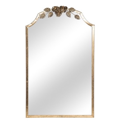 VIP Metal 32.28 in. Brown Flower Top Mirror
