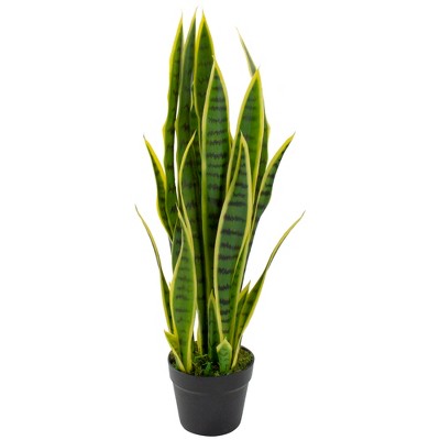 Northlight 29" Artificial Potted Green Striped Leaf Dracaena Snake Plant