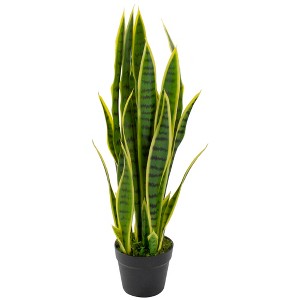 Northlight Real Touch™️ Artificial Potted Striped Leaf Dracaena Snake Plant - 29" - 1 of 4