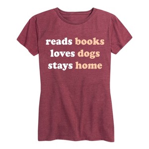 Women's - Instant Message - Books Dogs Home Short Sleeve Graphic T-Shirt - 1 of 4