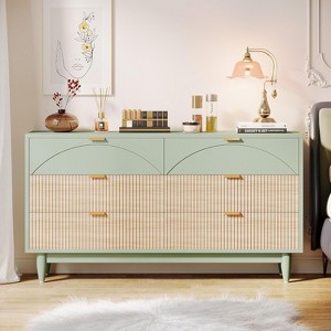 Hommoo 55 Inches Long 6 Drawer Double Dresser Green - 1 of 4