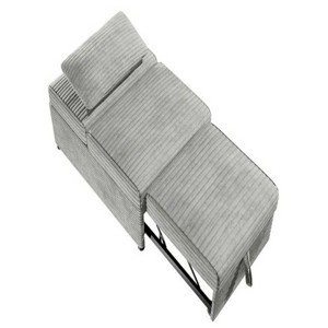 76'' Convertible Wide-Welt Corduroy Sofa Sleeper Sofa Chair W/ Pull-Out Bed Ash - 1 of 4