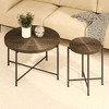 NicBex Natural 2-Piece Round Coffee Table & End Table Set,Distressed Wood Design & Black Metal Legs,Center Table for Living Room - 4 of 4