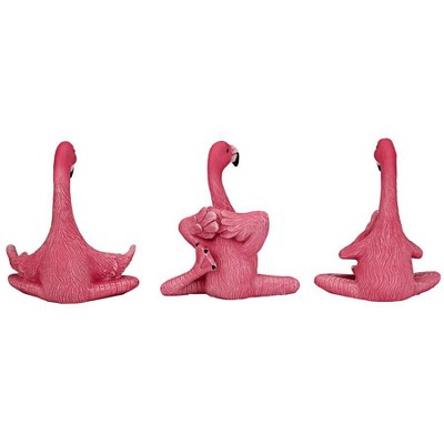 Medium Pink Resin Flamingo Yoga Garden Statue Set