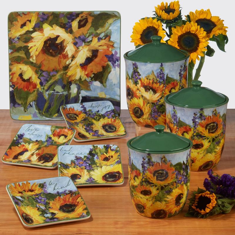 12.5&#34; Sunflower Bouquet Square Serving Platter - Certified International, 3 of 4