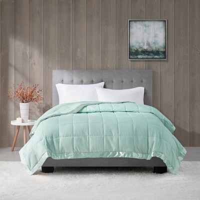 Twin Green Down Alternative Blanket with Satin Trim