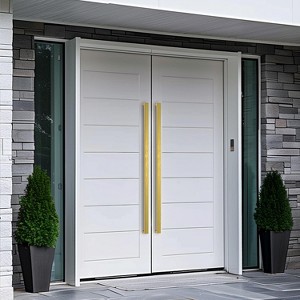 Modern Contemporary Long Stainless Steel Push Pull Door Handle for Home Entrance Glass Shower Wooden Barn Square Series - Gold - 48-Inches - 1 of 4