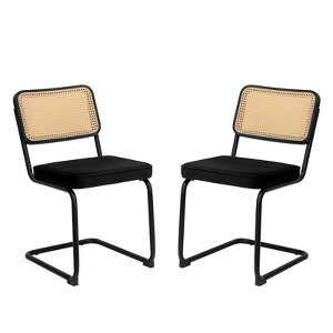 NicBex Rattan Backrest Dining Chair Set of 2 Modern Upholstered Accent Chair with Cushion Seats for Dining Room - 1 of 4