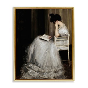 Stupell Industries Woman in Gown Reading Portrait Black Framed Floater Canvas Wall Art - 1 of 4