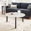 FONTOI 36" Coffee Table with Imitation Marble Tabletop, Compact Side Table with 3 Legs for Living Room, Office, Home, Black White, 36"*18"*36" - 2 of 4