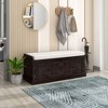 Wooden Shoe Bench with Storage Space Adjustable Shelves Detachable Cushion for Entryway - 2 of 4