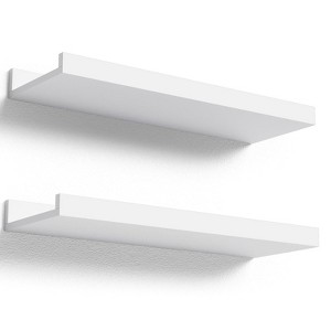 SEVOBAL Utility Storage Shelves Floating Wall Shelves with Secure Front Lip for Bedroom and Living Room, White, 15.6"*5.1"*1.8" - 1 of 4