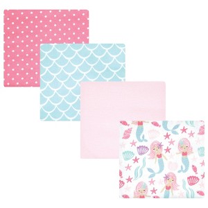 Hudson Baby Infant Girl Cotton Flannel Receiving Blankets, Mermaid, One Size - 1 of 4