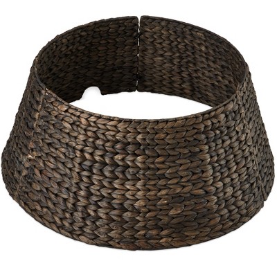 Best Choice Products 24in Woven Hyacinth Christmas Tree Collar, Tree Skirt Accessory w/ Cord Cut-Out