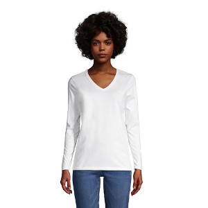 Lands' End Women's Relaxed Supima Cotton Long Sleeve V-Neck T-Shirt - 1 of 4