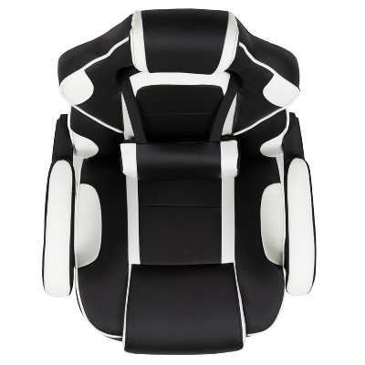 White Ergonomic Reclining Gaming Chair with Massaging Lumbar Support