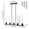 Rennnsan Flovera 31"W 5-Light Linear Glass Modern Dimmable Kitchen Island Pendant in Black - 3 of 4