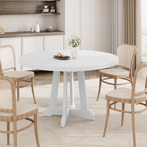 Round Dining Table for 4,Kitchen Dining Room Circle Dinner Pedestal Table,Space Saving Wood Kitchen & Dining Room Furniture - 1 of 4