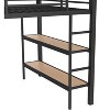 Bellemave Queen size Loft Bed Frame with Wardrobe,Metal Loft Bed with Storage Shelves and Pegboard,Black - 4 of 4
