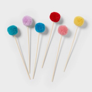 6ct Pom-Pom Cake Toppers - Spritz™ - 1 of 3