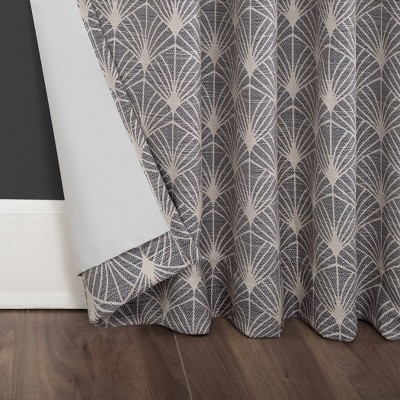 Navy Art Deco Blackout Polyester Curtain Panel with Rod Pocket