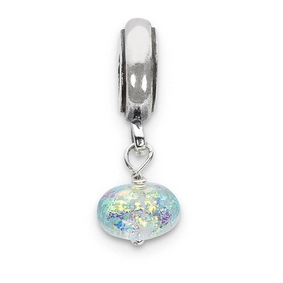 Black Bow Jewelry Dichroic Glass & Sterling Silver Yellow Dangle Bead Charm
