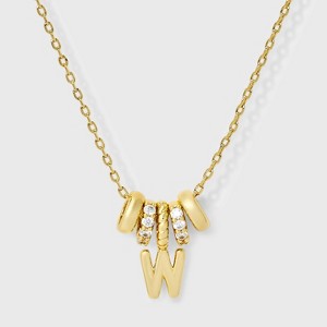 14K Gold Dipped Cubic Zirconia Rondelle Initial Necklace - A New Day™ Gold - 1 of 4