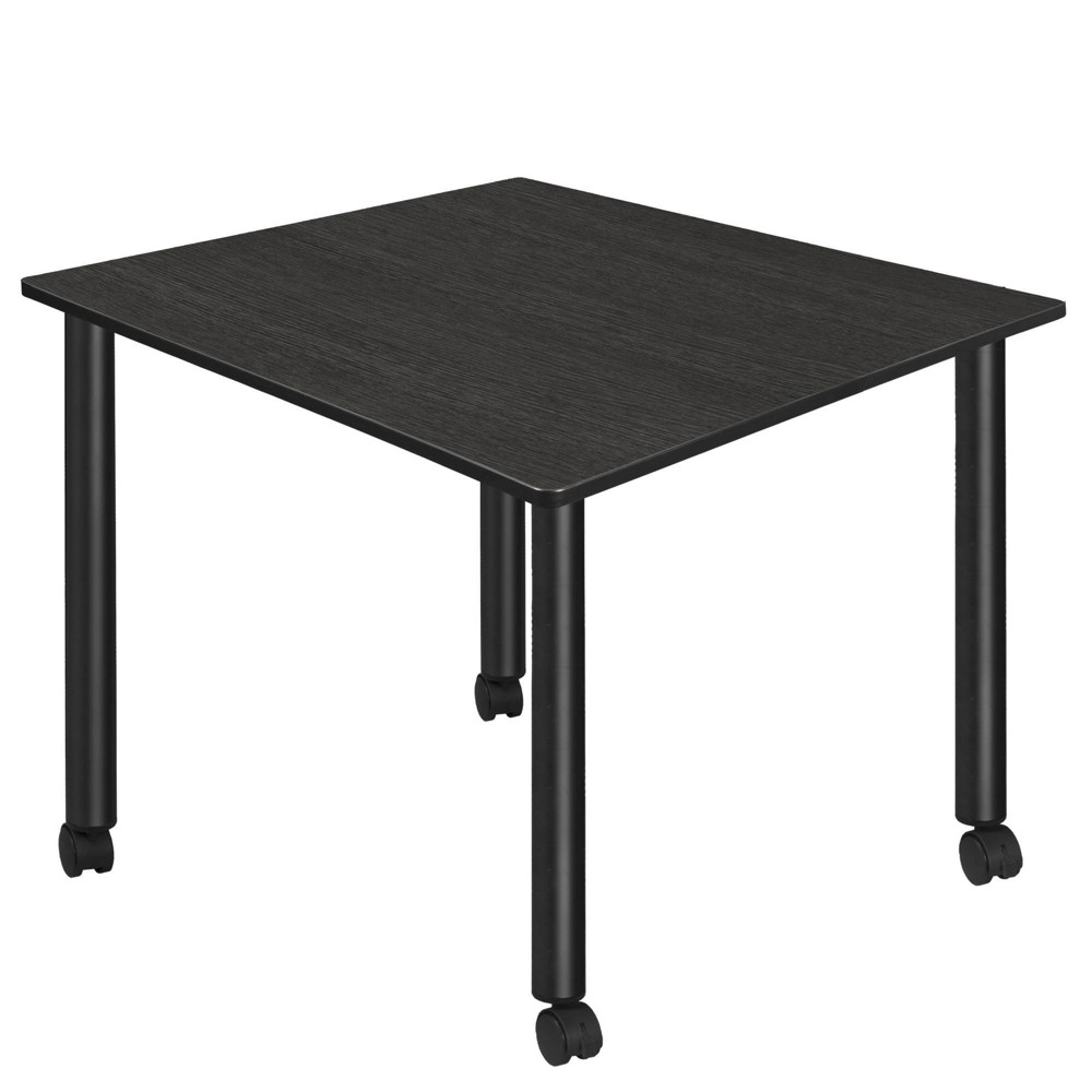 Photos - Dining Table 48" Large Kee Square Breakroom  with Mobile Legs Ash Gray/Blac