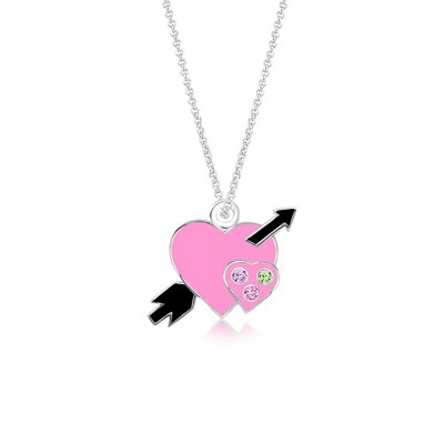 Chanteur Hypoallergenic Kids Jewelry Accessories Heart Arrow Pink Crystal White Gold Palladium Plating Necklace Pendant