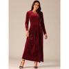 INSPIRE CHIC Women's Elegant V Neck Long Sleeve High Waist Split Hem Dress - 3 of 4
